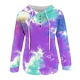 thumbnail image 3 of Tops for Womens Winter Loose Fit Hooded Long Sleeve Blouson One Shoulder Drawstring Solid Color Leisure Polyester Hoodies Sweatshirts(Purple,XXL), 3 of 7