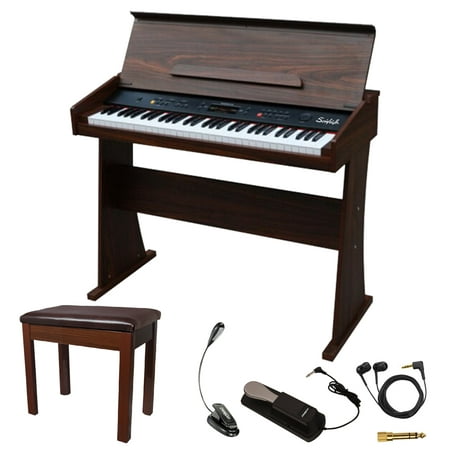 Sawtooth 61-Key Digital Console Piano with Bench & (Best Sustain Pedal For Digital Piano)