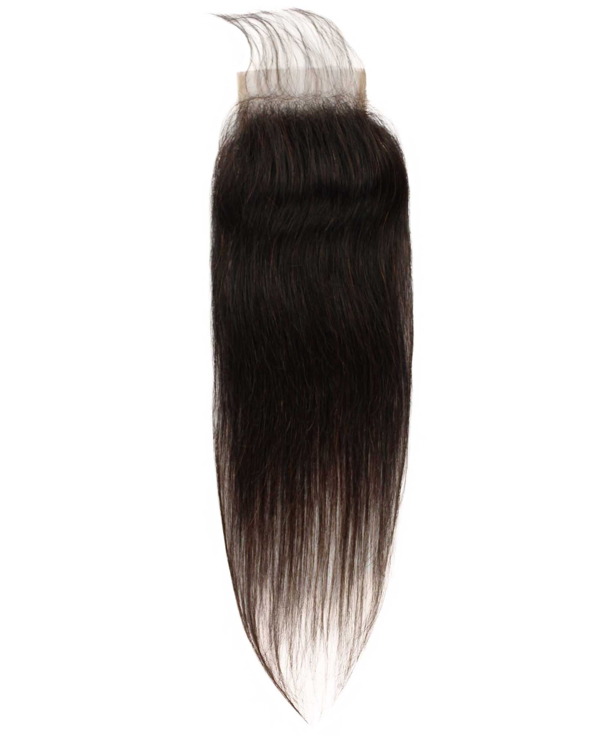 LUXLUXE Women Rico 100% Human Hair Bundle Free Part 4X4 Hand Tied Swiss Lace Closure