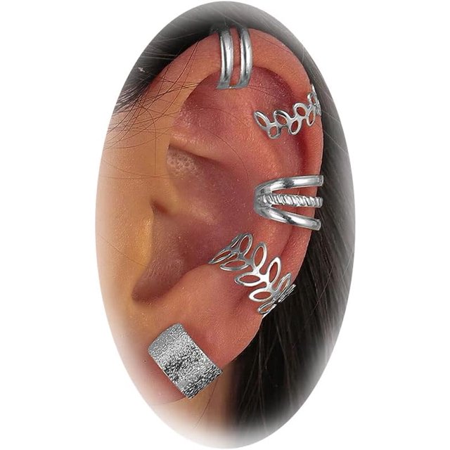 HAHDAXIA Manchons d'Oreille pour Femmes, Cartilage Sans Perçage, Ensemble de Boucles d'Oreilles à Clip, Manchons d'Oreille Ajustables, Ensemble de Boucles d'Oreilles, Acier Inoxydable, Clip d'Oreille Hélix pour Adolescentes
