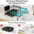 thumbnail image 3 of Extendable Dish Drying Rack - Large 2-in-1 Dish Racks for Kitchen Counter or Over Sink, Anti-Rust Dish Drainer with Drainboard, 2 Pan Slots and Utensil Holder, Black, 3 of 9