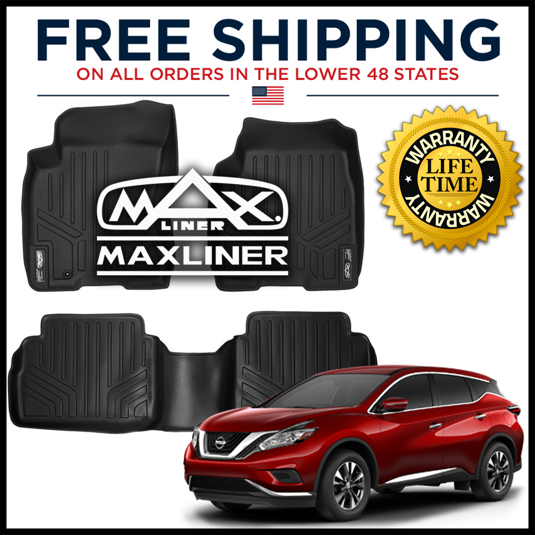 MAXFLOORMAT Front & 2nd Rows Floor Liner Mats For Nissan Rogue Select