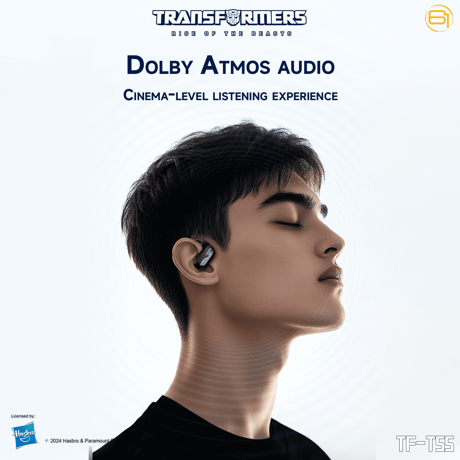 Transformers TF-T55 Open-Back Bluetooth Wireless Earbuds, Sleek Wing-Like Design Passive Noise Cancelling In-Ear Cool HiFi Calling Dual Modes Sports Earphones LED Display – Black Optimus Primal