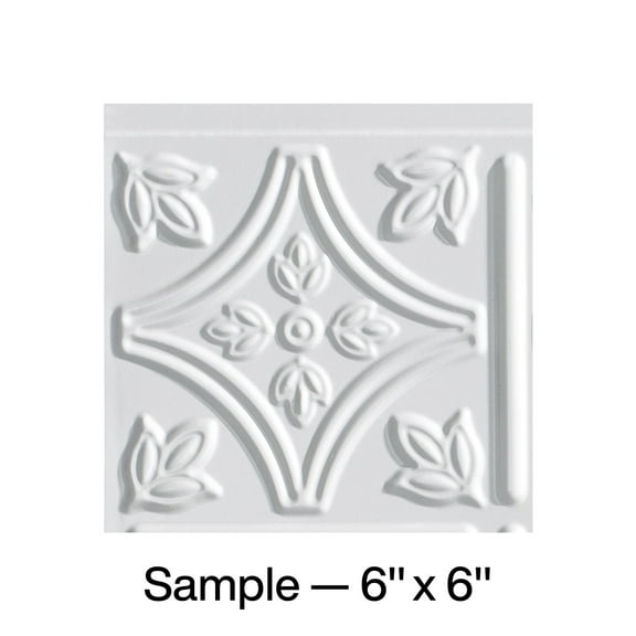 FASÄDE Traditional Style 1 Decorative Vinyl Backsplash Panel in Gloss White (6X6 Inch Sample)