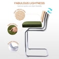 thumbnail image 4 of ONEVOG 25.6”Counter Height Rattan Bar Stools Set of 2, Velvet Upholstered Cantilever Bar Chairs with Metal Base and Cane Back, Mid-Century Modern Barstools for Kitchen Island, Green, 4 of 7