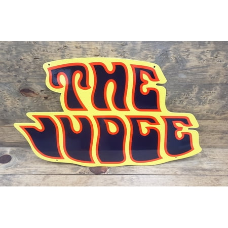 Pontiac GTO "The Judge" Blue and Yellow Wall Art Flat Steel 24 x 15 (Large)