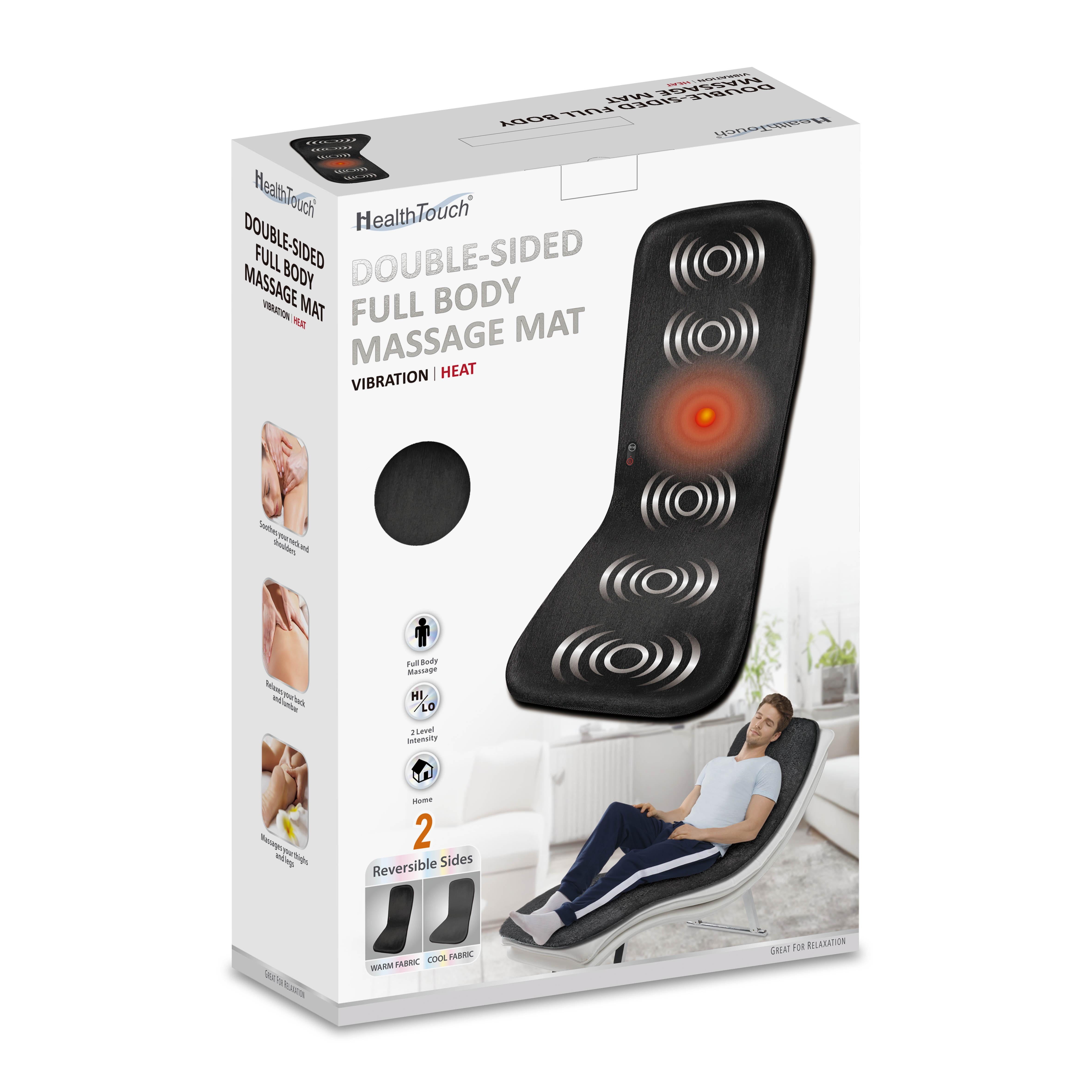 Health Touch Double-Side Full Body Massage Mat, 5 Vibration Motors Massage with Soothing Heat, Black Health Touch Double-Side Full Body Massage Mat, 5 Vibration Motors Massage with Soothing Heat, Black