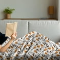 thumbnail image 3 of Guitar Soft Flannel Fleece Blanket, Realistic Illustration Classic and Electric Instruments Entertainment, Cozy Plush for Indoor and Outdoor Use, 70" x 90", Pale Orange Brown White, by Ambesonne, 3 of 5