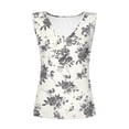 thumbnail image 4 of DeHolifer Summer Tank Tops for Women V-Neck Ribbed Sleeveless Shirts Floral Print Button Up Blouse Casual T-Shirt Black XL, 4 of 5