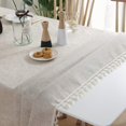 thumbnail image 4 of Cotton Linen Tablecloth Fabric Tassel Table Cloth Dust-Proof Cover for Kitchen Dinning Tabletop Home Decoration Party(Rectangle/Oblong, 55 x 87Inch, Linen), 4 of 7