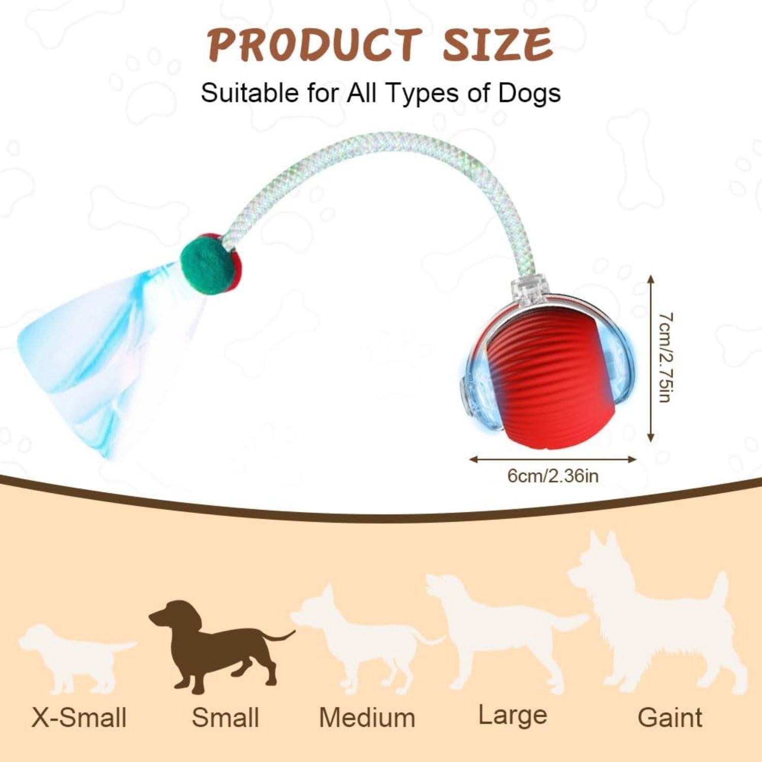2025 Upgraded Interactive Rolling Dog Ball, Self Rolling Dog Ball Interactive Cat Toys Automatic Cat Toy Self Moving Dog Toys, 360° Smart Automatic Rolling Ball Toy, Electric Dog Balls