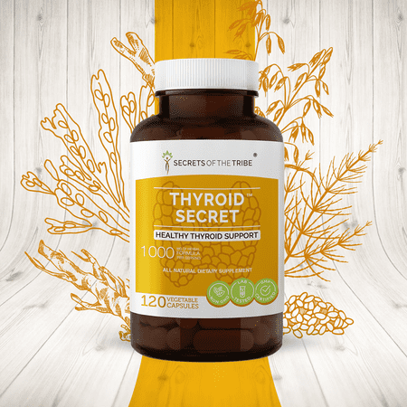 Thyroid Secret 120 Capsules, 500 mg, Oatstraw, Horsetail, Broccoli, Echinacea, Ashwagandha, Kelp. Healthy Thyroid Support