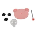 thumbnail image 3 of Juguete dispensador de golosinas para gatos, de plástico, con forma de oso, con forma de bola circular para comida con fugas, con resorte, color rosa, 3 of 14