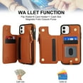 thumbnail image 6 of Wallet Case for Apple iPhone 11, with Crossbody Shoulder Strap & Hand Wrist Cards Holder Zipper Pocket Stand Feature Full Protective Shockpoof Phone Case for iPhone 11, Brown, 6 of 7