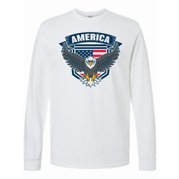 Inktastic America with Eagle Shield and Banner Long Sleeve T-Shirt