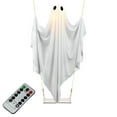 thumbnail image 1 of Halloween Decorations Outdoor 5FT Large Hanging Swinging Ghost Halloween Decor Indoor with Remote Control String Lights, Scary Spooky Ghost on a Swing Decorations for Front Porch Yard Garden Lawn, 1 of 8