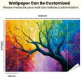 thumbnail image 3 of Peel and Stick Wallpaper Tree Art Colorful Rainbow Leaves Branching Structure Vivid Gradient Modern Art Wall Mural Decor Self Adhesive and Removable 100in x 144in, 3 of 8