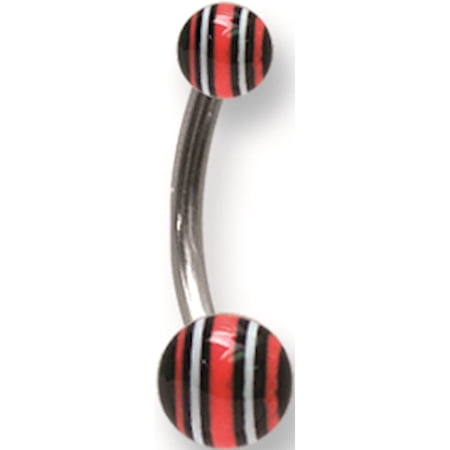 Designer Stainless Steel Stl Curv Bb W Acrylic Neon Layered Balls 14G (1.6Mm) 7/16 (12 Made In China -Jewelry By Sweet Pea Creations