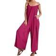 thumbnail image 4 of NMMUED Overalls for Women Loose Fit Baggy Overalls for Women Wide Leg Overalls for Women Casual Rompers for Women One Piece Jumpsuits for Women, Hot Pink L, 4 of 6