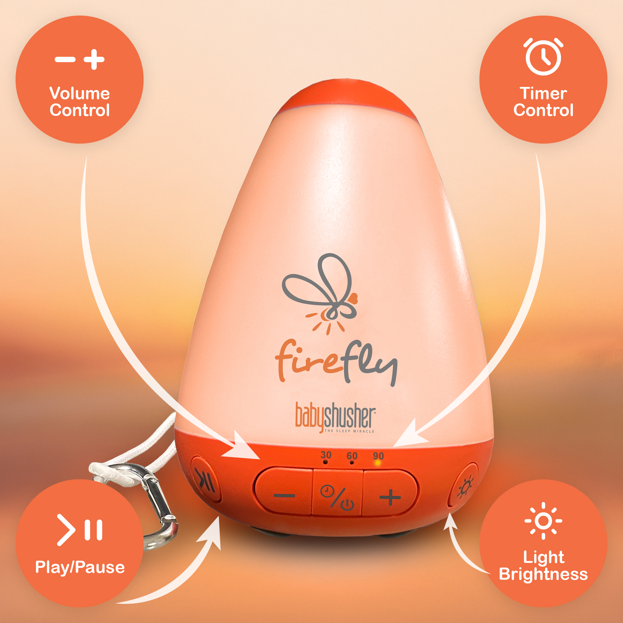 Shusher Firefly Sound Machine with Amber Night Light photo 4