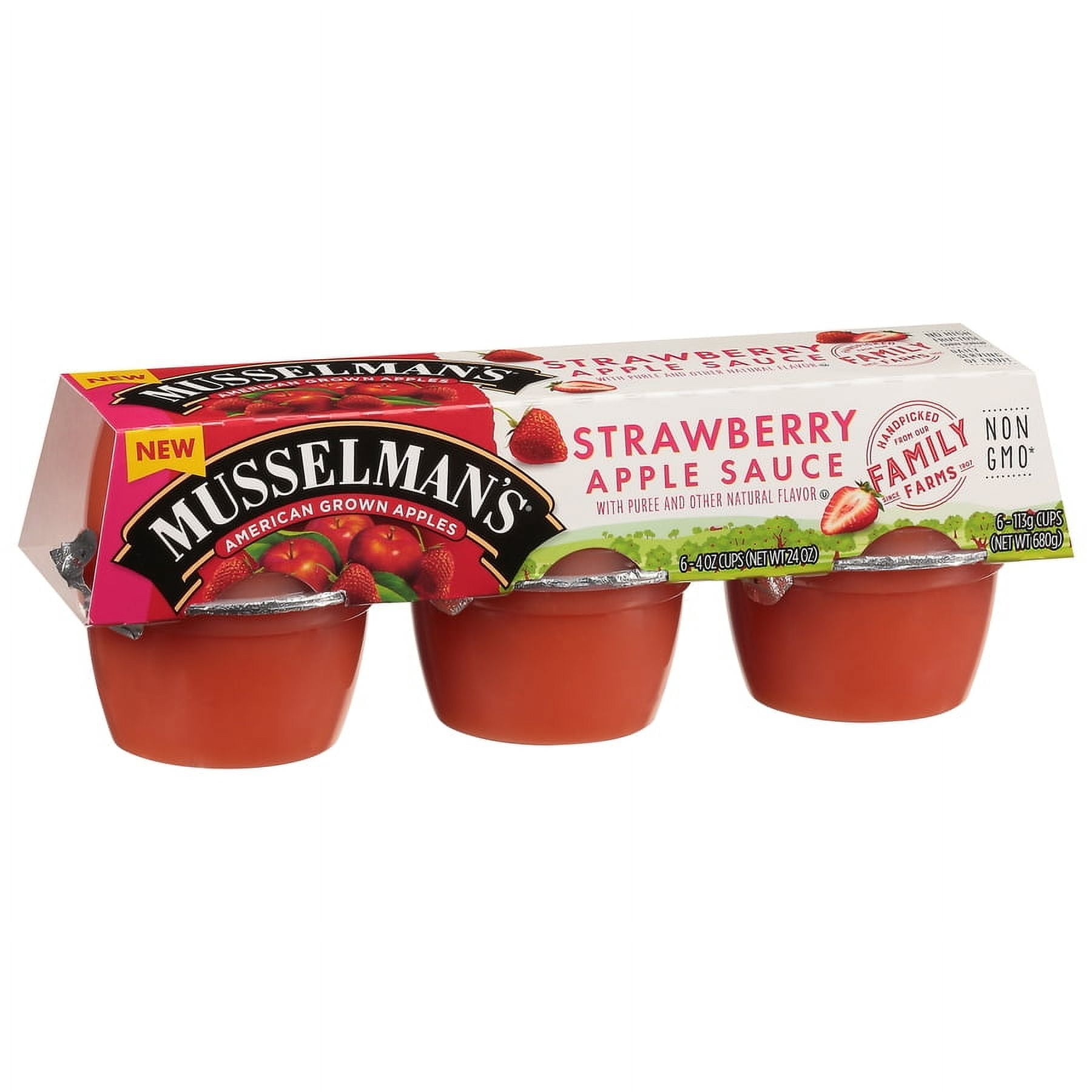 (4 pack) Musselman's Strawberry Applesauce 4oz, 6 count