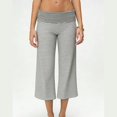 thumbnail image 2 of Women's Casual Wide Leg Cropped Pants Low Rise Fold Over Stretch Gaucho Pants for Summer Beach Holiday Streetwear, 2 of 4