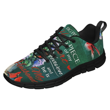 

Cardinal A Big Piece Of My Heart Lives In Heaven Running Shoes Sneakers Mesh Black Size 11.5