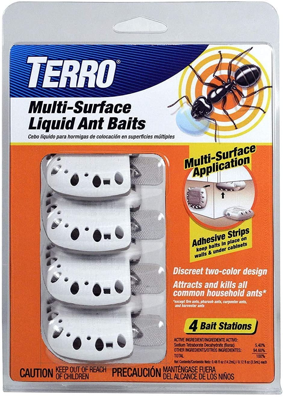 Terro Multi Surface Liquid Ant Baits with Adhesive Strips for Discreet baiting, White