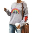 thumbnail image 3 of TWZH Women Long Sleeve You Are My Sunshine Rainbow Heart Sweatshirt Tops, 3 of 5