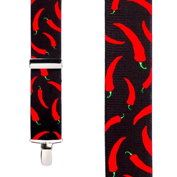 SuspenderStore Chili Pepper Suspenders - 1.5-Inch Wide Elastic - Clip - 3 Sizes