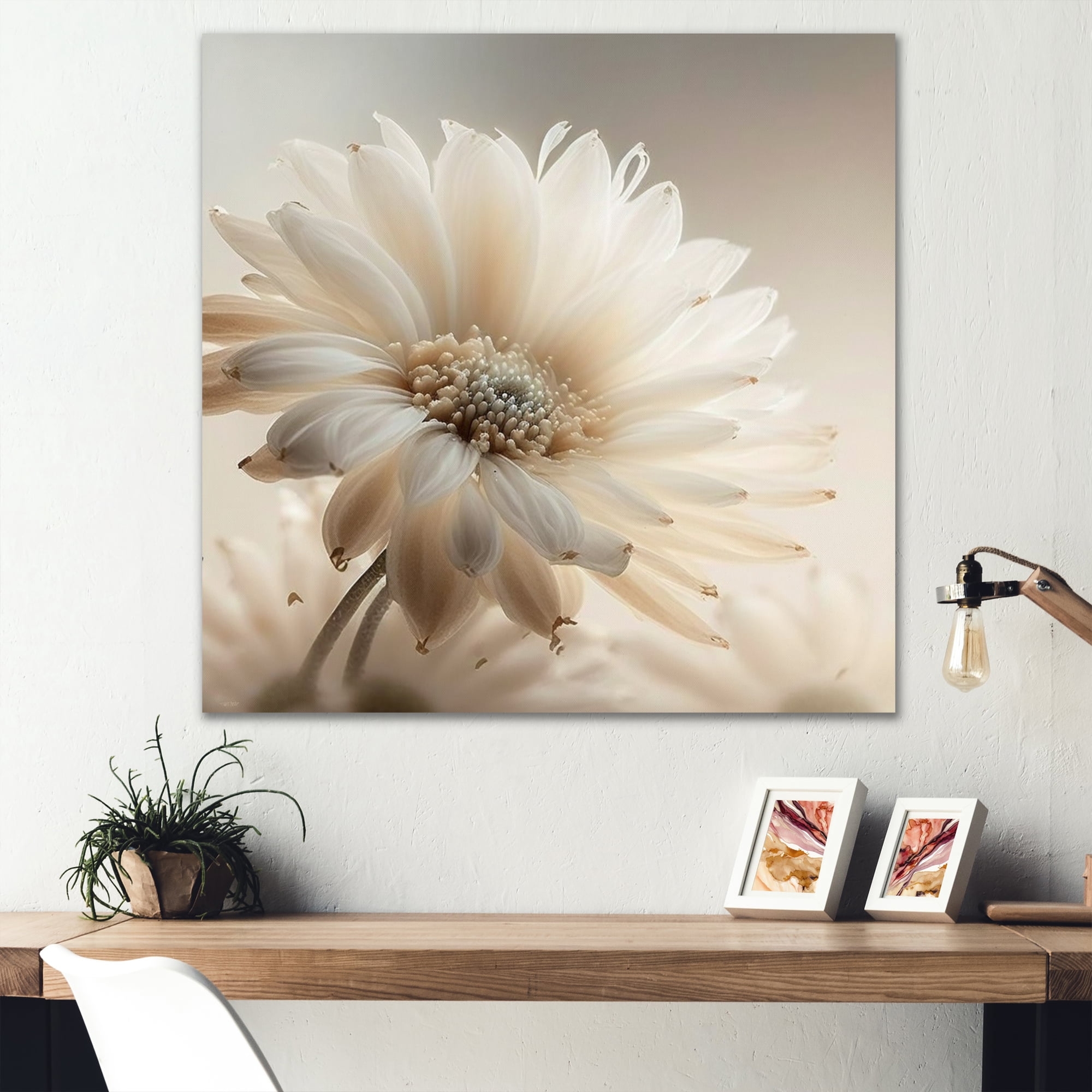 Designart White Gerbera Flowers III Canvas Wall Art