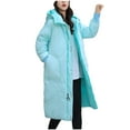 thumbnail image 5 of Lovskoo Womens Winter Coats Hooded Quilted Jacket Long Sleeve Mid-Length Over-The-Knee Wear Reversible Thick Cotton-Padded Jacket Blue, 5 of 8