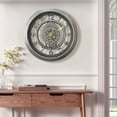 thumbnail image 2 of Unique Bargains Rustic Farmhouse Gear Clock with Moving Gears Wall Clock Silver, 2 of 6