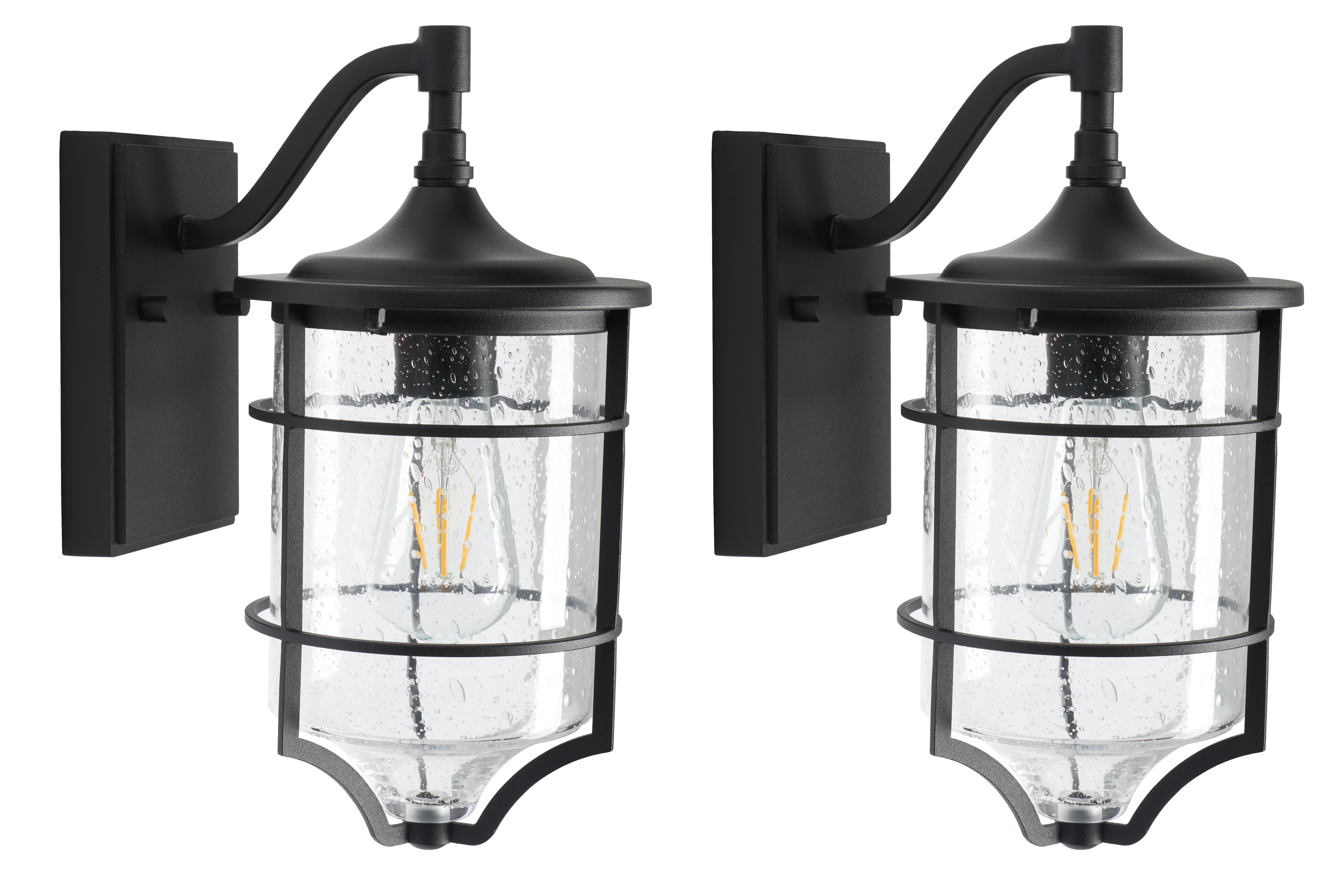 SAFAVIEH Rueda 2-Light ST58,E26 Bronze Steel Wall Sconce with Black Shade, Set of 2