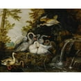 thumbnail image 2 of Roelant Savery 24x20 Black Ornate Framed Double Matted Museum Art Print Titled: Landscape with Swans Near a Waterfall, 2 of 5