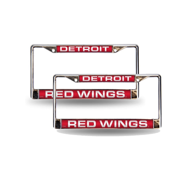 Detroit Hockey Red Wings Chrome Metal (Set of 2) Laser Cut License Plate Frames