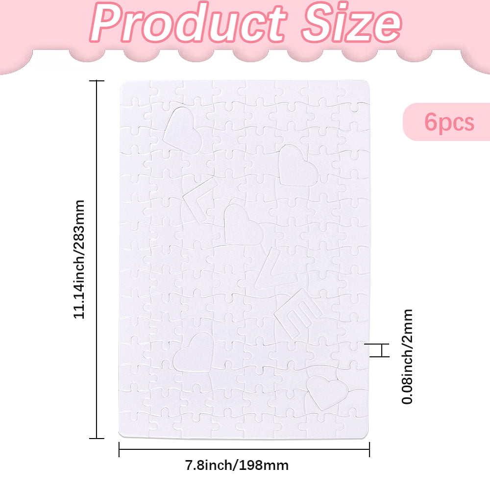 1set 6Pcs Paper Heat Transfer Blank Puzzle for Adult Chrildren White Rectangle 198x283x2mm