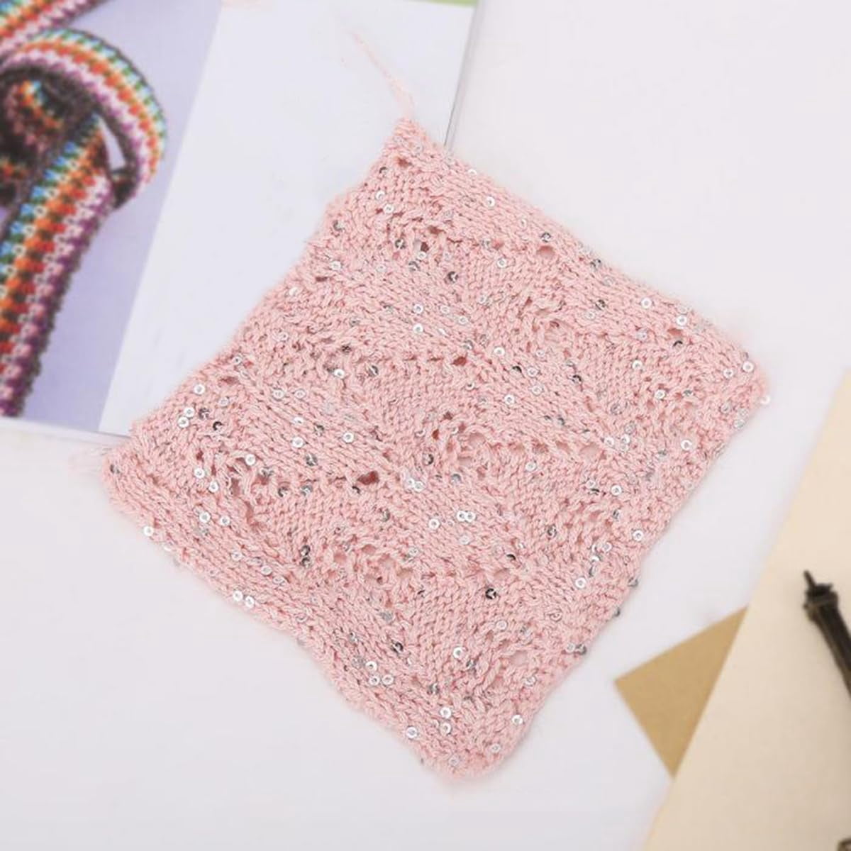 Firefly Hope 500g Glitter Sequined Cotton Yarn, Shiny Sparkle Sequin Thread for Hand Knitting & Crochet Projects, DIY Craft Supplies for Garments & Home Decor, C14