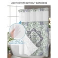thumbnail image 6 of No Hook Shower Curtain with Snap-in Liner, Green Purple Boho Waterproof Fabric Bathroom Curtains, Vintage Abstract Art Floral Ethnic Tribe Bath Curtains & Mesh Top Window Stand Up Stall 36"x72", 6 of 9