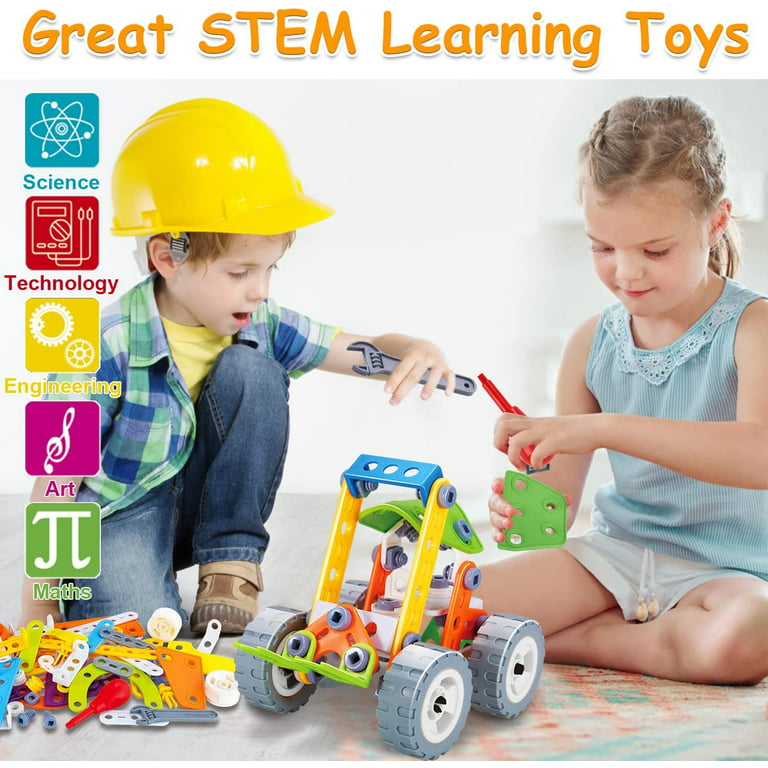 MOONTOY 218PCS STEM Toys Building Toy for Kids Ages 4-8 Boys,Birthday Gifts  Game Educational Stem Projects for 5+ Year Old,Building Block Creative