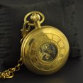 thumbnail image 2 of VIGOROSO Imperial Pocket Watch Mechanical Wind up Antique Brass Vintage Mens Fob Watch with Chain Watchbox, 2 of 7
