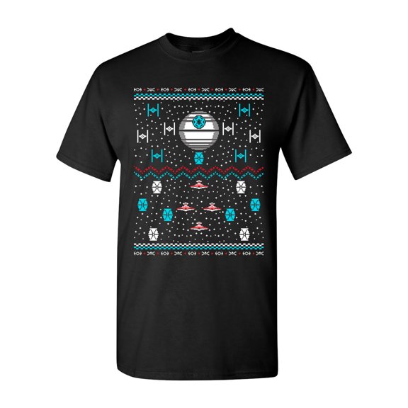 Star Ship Ugly Christmas Comic Space TV Movie Parody Funny DT Adult T-Shirt Tee