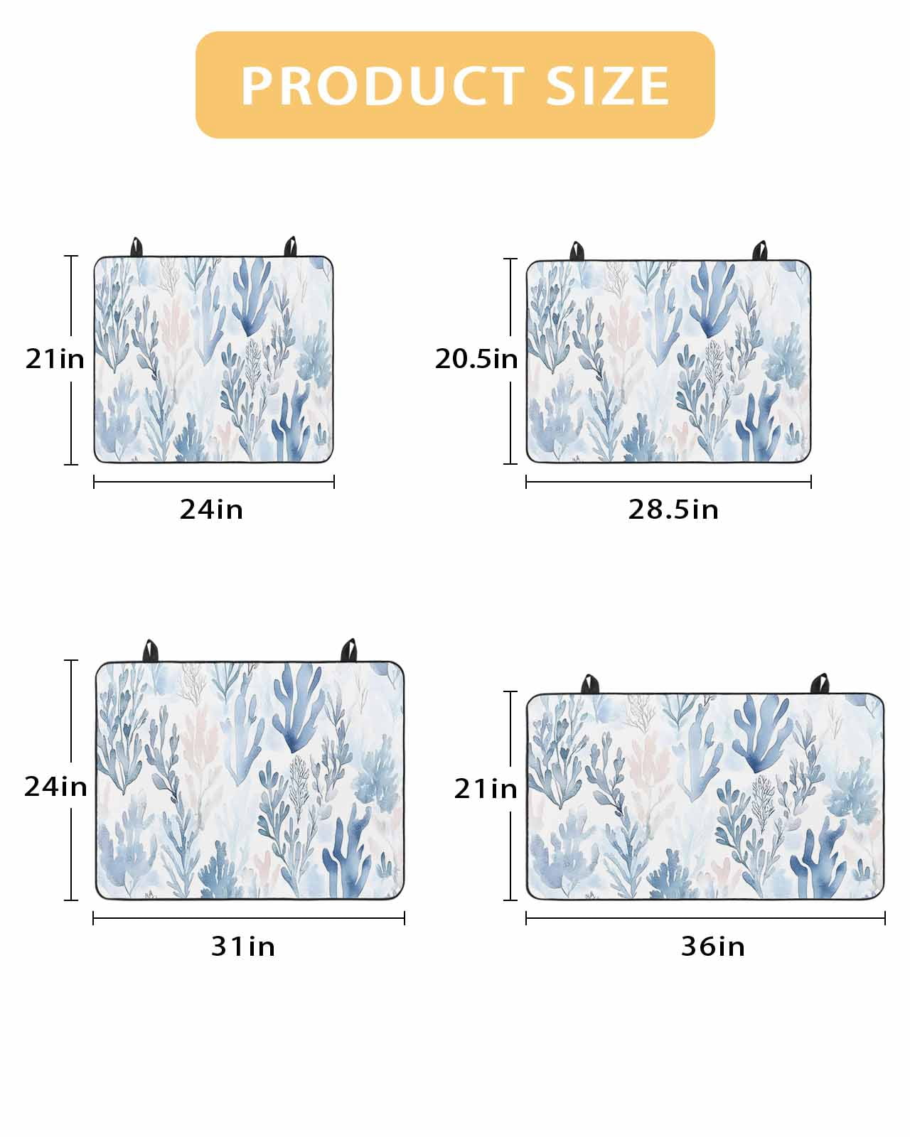 nqOlkjepod Large Induction Cooktop Protector Mat 36"x21", Summer Blue Seaweed Stove Top Covers for Electric Stove, Watercolor Sea Ocean Plant Stove Burner Cover Mats, Glass Top Stove Cover