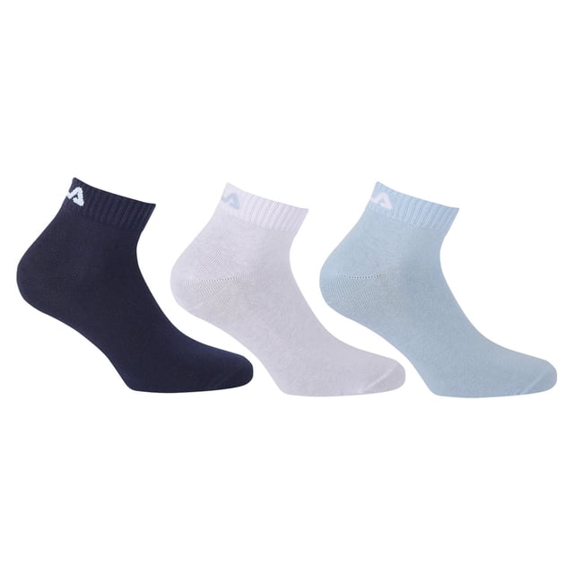 FILA Calcetines de Cuarto de Milla Unisex, 3 pares - Calcetines cortos, Sport, Logotipo Cintura, uni, 35-46 Sky 43-46 (9-11 UK)