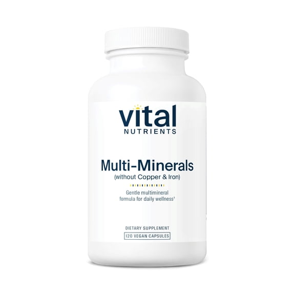 Vital Nutrients Multi-Minerals | Citrate/Malate Formula (No Copper or Iron) | Vegan Daily Multimineral | Gluten, Dairy, Soy Free | Non-GMO | 120 Capsules