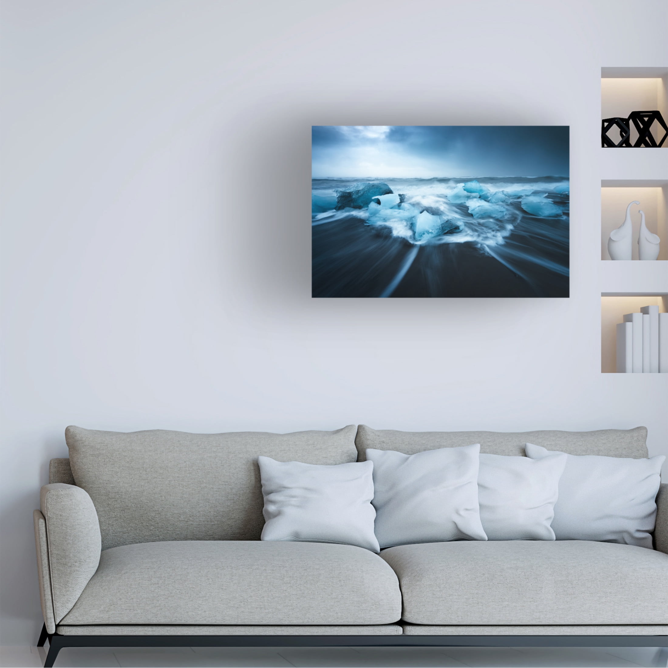 Canvas Wall Art - David Martin Castan 'Blue Ice' Wall Art for Living Room, Bedroom, or Office Décor by Trademark Fine Art - 47 x 30 Inches