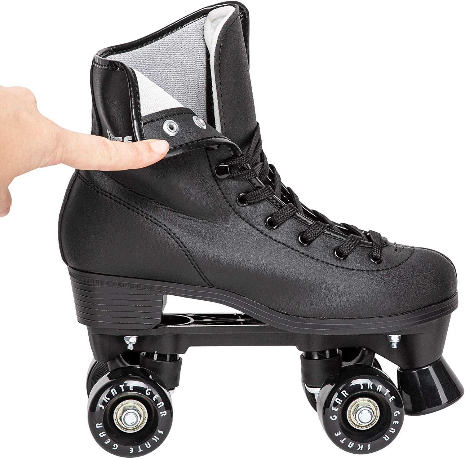 Skate Gear Roller Skates with Retro Quad Design for Kids and Adults Black 