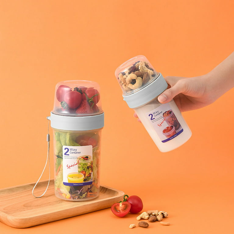 Snack Cup Container Snacking Food Storage Box Double Sealed Compartment  Snack Cup Container Snacking Food Storage Box Double Sealed Compartment  Transparent Canister Transparent For Outdoor 560 310ML 