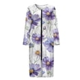 thumbnail image 5 of Whosucclay Purple Daisy Flower Print Women Long House Coat Full Length Nightgowns Zipper Front Robes with Pockets Crew Neck Sleep Dress Soft Fabric Loungewear, S, 5 of 6
