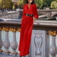 thumbnail image 2 of QATAINLAV Sequins Jumpsuits for Women Dressy V Neck Wide Leg Onesie Pants Fashion Glitter Evening Party Outfits, Red, L, 2 of 8